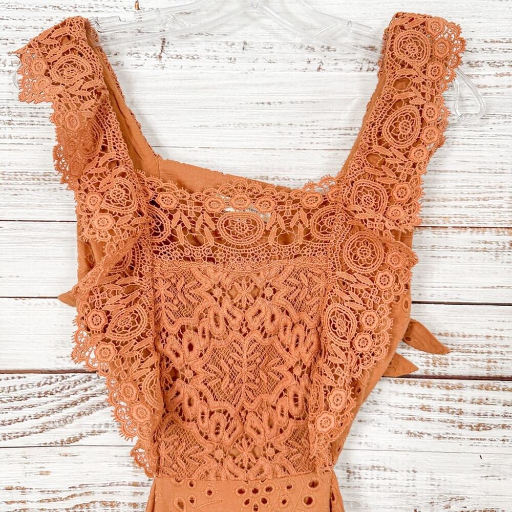 Nightcap x Carisa Rene Aimee Eyelet Copper Maxi Dress, EUC, Size XS MSRP $396 - Picture 8 of 15